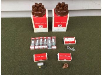 New Old Stock NOS Car Tune Up Parts. Delco Remy Rotor, Condensor, Contacts, Spark Plugs.