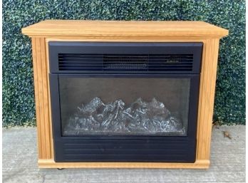 Heat Surge Fireless Flame Fireplace And Genuine Amish Mantle Oak Finish