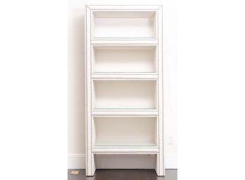 Mitchell Gold, Bob Williams White Suede Nailhead Trim Bookcase