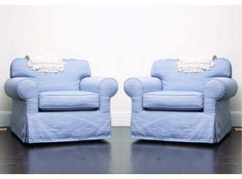 Pair Of Furniture Masters Swivel Base Armchairs