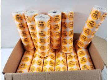 New Rolls Of 'Use First' Round Orange & Black Decals