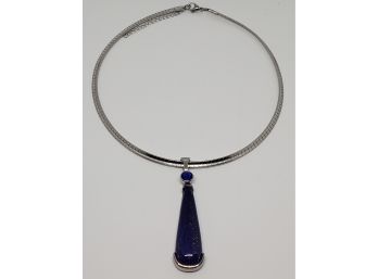 Stunning Lapis, Austrian Crystal Pendant Necklace