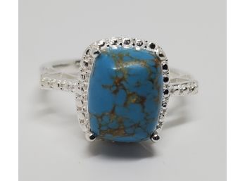 Blue Turquoise Ring In Sterling Silver