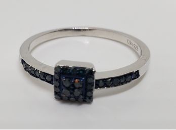 Blue Diamond Ring In Blue Rhodium & Platinum Over Sterling