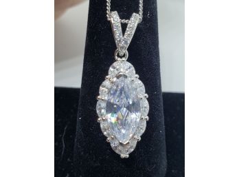 Premium Cubic Zirconia Pendant Necklace In Sterling