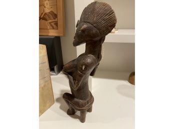 African Wood Carving Woman On Stool (chipped)