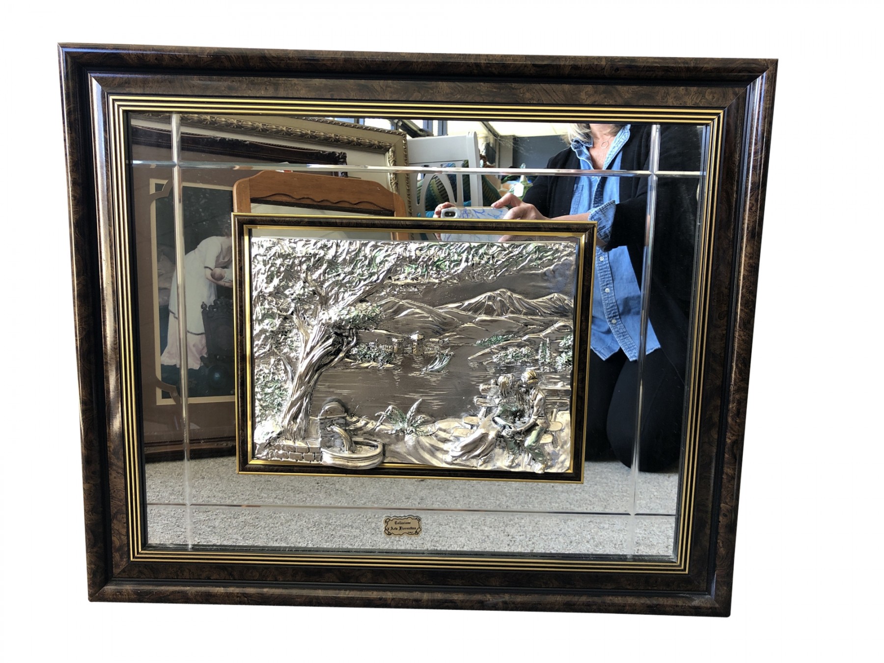 Italian Collezione D Arte Fiorentina Framed 3D Relief, Mirrored