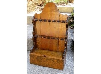 Country Pine Spoon Rack W/Storage Box - Rustic Kitchen Charmer