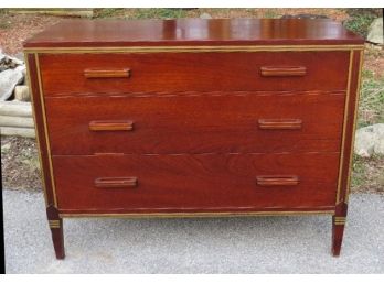 Vintage 1930's-40's Deco Era Mahogany Ladies 3 Drawer Bureau With Matching Mirror - Hathaways Of New York City