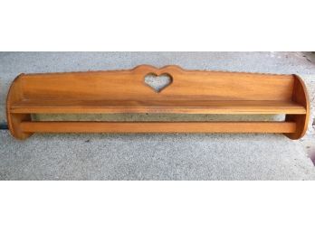Hand Crafted Solid Pine Quilt Rack With Heart Cut Out And Shelf-nice!
