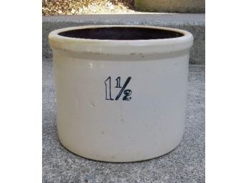 Late 19th Century Crock - 1 1/2 Gallon Size Stenciled Excellent Shape - Perfect Porch Planter