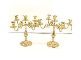 Pair Of 4 Arm Brass Candelabras