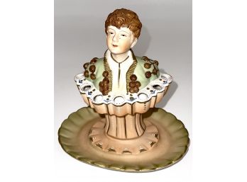 Antique Vintage Lenwile Porcelain Hair Hat Pin Holder