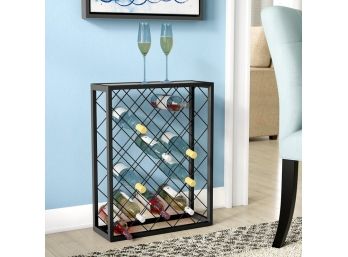 Pair Of Black Glass And Metal Wine Racks 1 Of 2