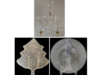 Holiday Plates And Stem Glasses