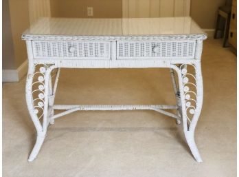 White Wicker Writing Desk