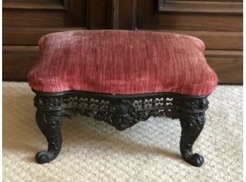 Antique Velvet And Metal Footstool