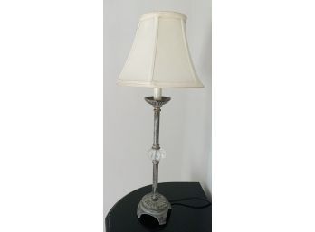 Tall Table Lamp With Distressed Green Metal Base