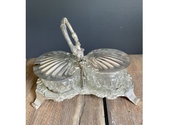 Silver Plated Clam Shell Condiment Server