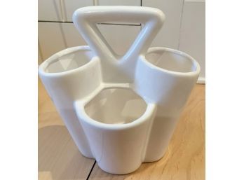 Ceramic White Napkins And Utensil Holder