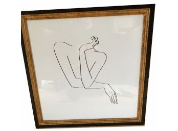 Minimal Line Drawing Of Woman's Folded Arms Print In Frame