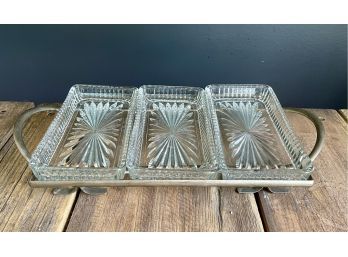 3 Pressed Glass Rectangular Serving Tray