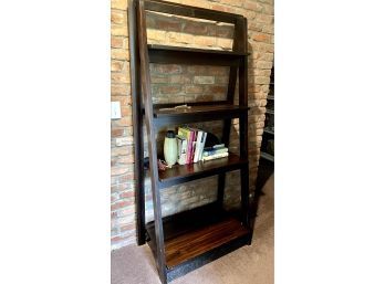 Tall Brown Wood Hinged Ladder-Like Shelf