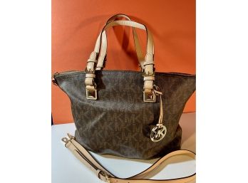 Michael Kors Signature Brown Tan Tote With Shoulder Strap