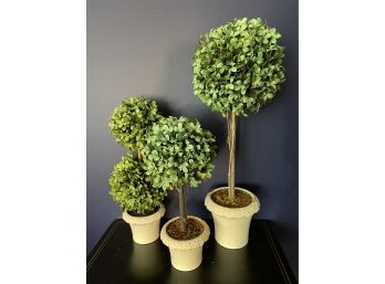 Three Artificial Topiary Plants (Largest 31-inch H)