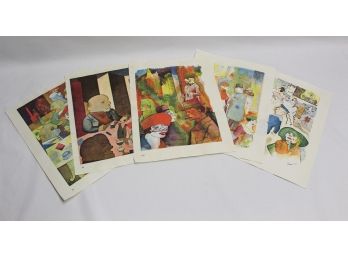Interesting Signed Grosz Watercolor Prints