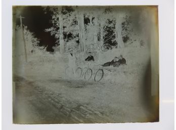 Group With Bicycles In East Chester 1897 Glass Plate Negative