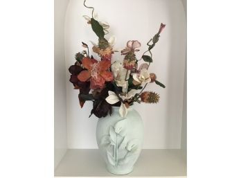 Faux Flower Arrangement In Stunning Pottery!