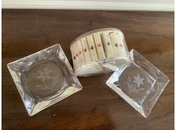 Two  Vintage Ashtrays And Matches As Pictured