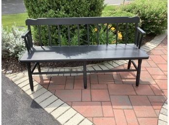 Large Vintage  Wooden Black Bench