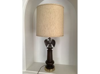 Vintage And Impressive Large Bronze And Wood Eagle Lamp
