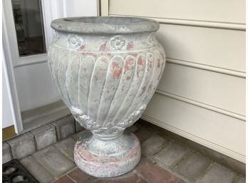 24 Inch White Decorative Clay Urn Planter