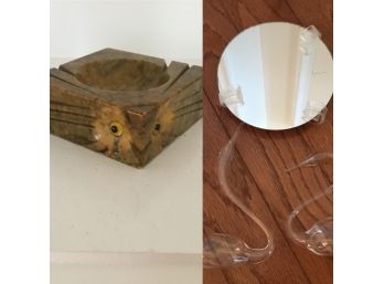 Fancy Blown Glass Swans With Directions And Alabaster Owl Made In Italy