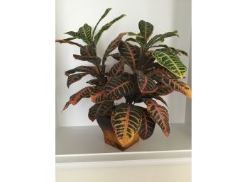Artificial Croton Petra Plant In Ceramic Planter