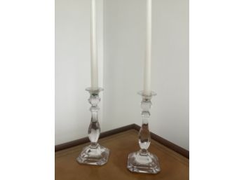 Pair Of 9 Inch Crystal Candlestick Holders