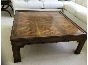 Vintage Mid Century The Heritage Burl Wood  Square Coffee Table