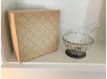 Antique Punch Bowl With Leonard Silver Platted Ladle With Original Box.