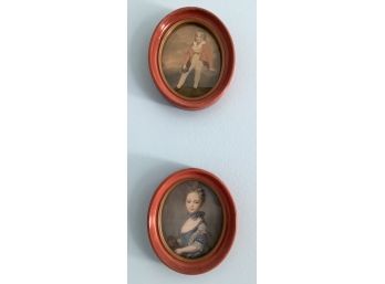 Antique Set Of Framed Prints 1) Raeburn-Sir George  Sinclair  2) A Girl With A Kitten Jean Baptiste Perronneau