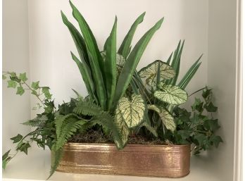 Artificial Plants In Copper-tone Base