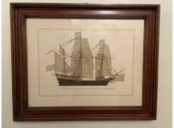 Vintage Professionally Framed Print Swedish Kravel, Galleon.  Drawing By Gordon Macfie