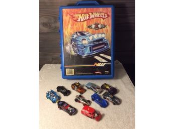 Hot Wheels Carrying Case With 10 Die Cast Cars