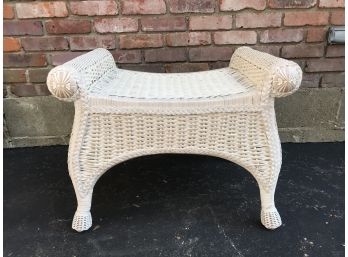 PIER ONE Off White Wicker Ottoman And White Wicker Mirror
