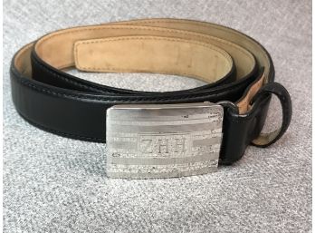 Great TIFFANY & Co STERLING SILVER Belt Buckle With Tiffany Calfskin Leather 34' Belt - Very Expensive