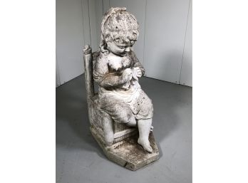 Incredible Vintage Little Girl Garden Statue - AMAZING PATINA - Unusual Form - VERY NICE Garden Decor !