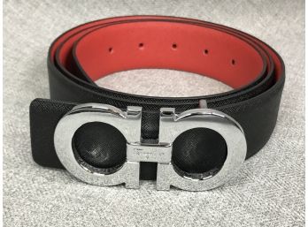 Brand New Ferragamo Black Leather Belt - Silver Buckle - No Box - $495 Retail Price - Nice Belt - BRAND NEW !