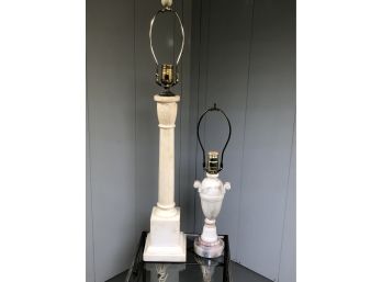 Two Fantastic Vintage Marble / Alabaster Lamps - One Column Style - One Vasiform Style - TWO FOR ONE BID !
